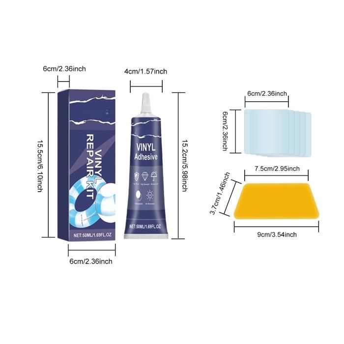 Kit De Réparation Piscine Gonflable - 8 Pièces (rustiques PVC + Colle 30 Ml) Pour Bouées, Matelas