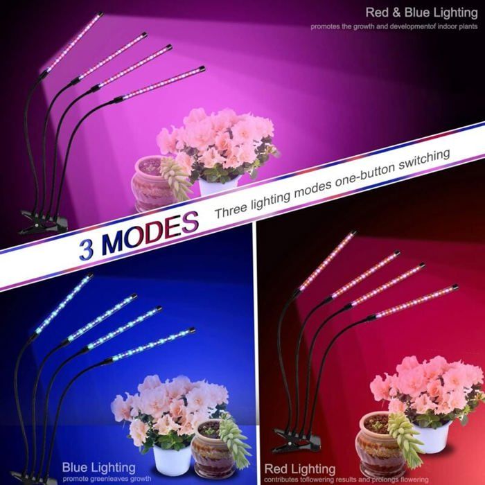 Lampe De Croissance LED Pour Plantes D'Intérieur – Spectre Complet 5000K, Col De Cygne Flexible 360°, Minuterie 3/9/12H, 9 Niveaux Luminosité, Clip Robuste