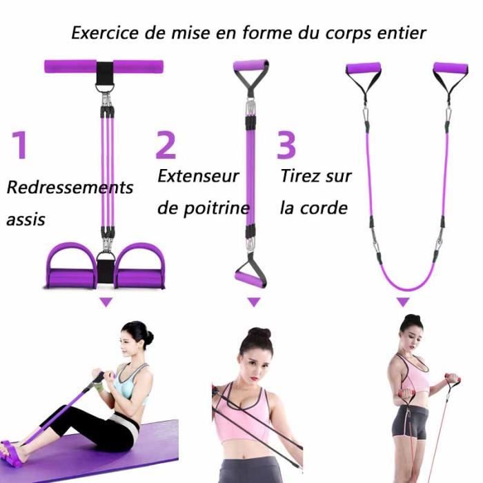 Appareil D'entraînement à Pédale Joyo – Avec 4 Tubes élastiques, Pour Abdos, Cuisses, Bras, Compact Et Portable