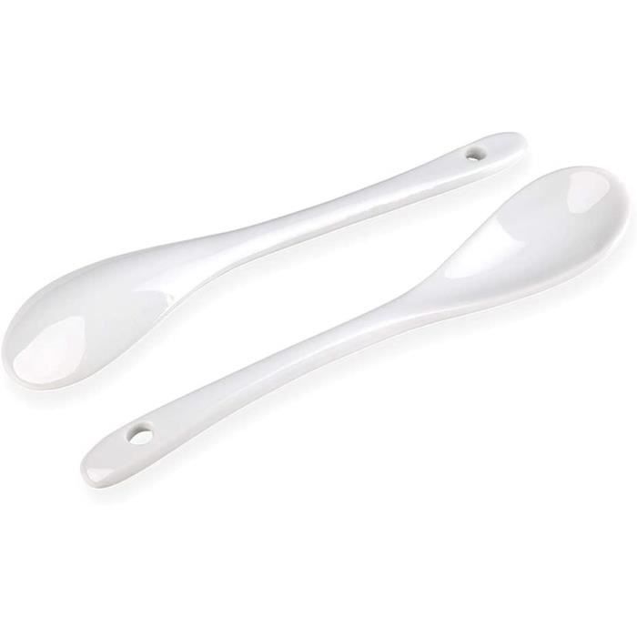 12 Cuillères à Soupe En Porcelaine Blanche - Cuillères Créatives Pour Cuisine, Famille Et Restaurant