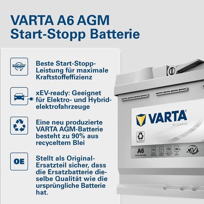 Batterie voiture Varta Start & Stop AGM A6 XEV - 80Ah / 800A - 12V