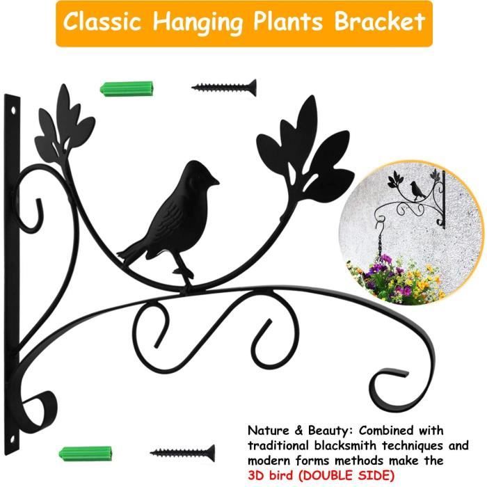 Suspension Crochet En Fer, Crochet Mural Support Plante Suspendue Avec Vis Pour Lanternes, Mangeoires à Oiseaux, Carillons éoliens, Planteurs Crochets