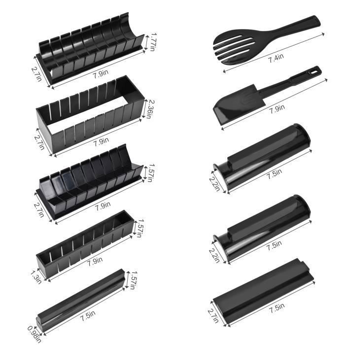 Kit De Fabrication De Sushis 10 Pièces - Moules à Sushis Formes Variées (cœur, Triangle, Rond, Carré) - Plastique Alimentaire