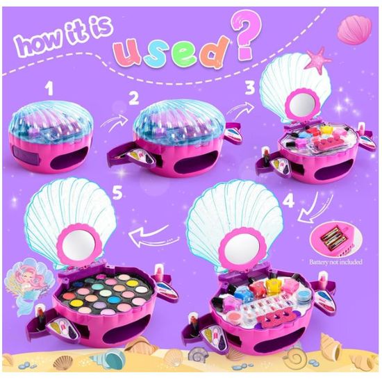 Coffret Maquillage Enfant Avec Sac étoile – Palette, Pinceaux, Téléphone, Faux Maquillage, Dès 3 Ans