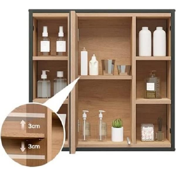 Meuble Salle De Bain EUGAD Avec Miroir + Meuble Sous Lavabo + Commode 4 Tiroirs - En Bois D'ingénierie Et Métal - 7