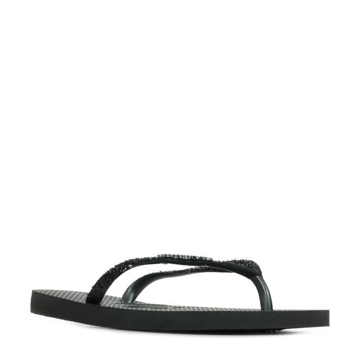Tongs Havaianas Slim Glitter II Femme Noir Caoutchouc