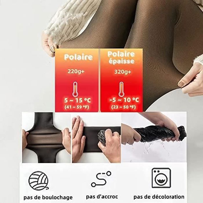 Collant Femme Hiver Legging Polaire Grande Taille Thermique Faux Translucide Peluche - Arkim S/M/L/XL