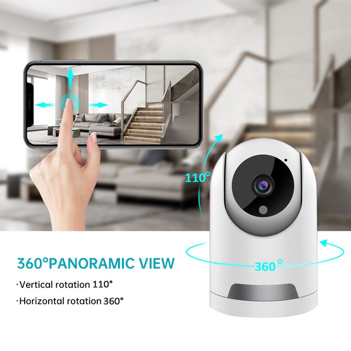 Caméra Surveillance Interieur, WiFi 2.4GHz/5GHz avec 360°Pan/Tilt