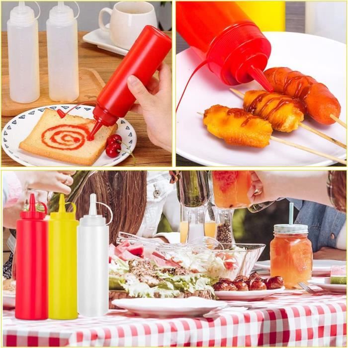 Bouteille à Sauce Flacon Souple en Plastique Restauration Rapide Ketchup  Moutarde Mayonnaise