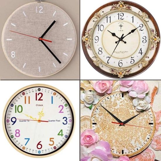 Horloge mecanisme quartz long Broche 99 mm argent décoré mains Horloge mecanisme quartz long Broche 99 mm argent décoré mains