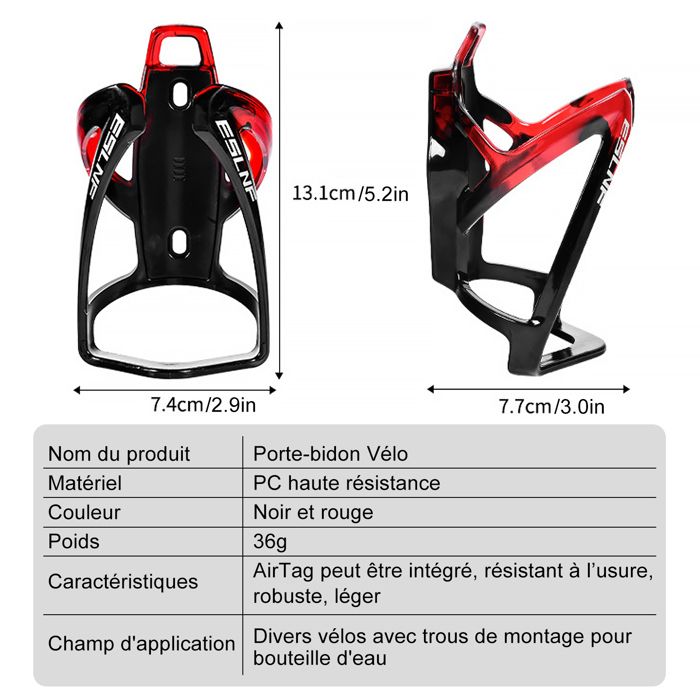 Porte-bidon Vélo WEST BIKING - Avec Cache Airtag Antivol - Noir