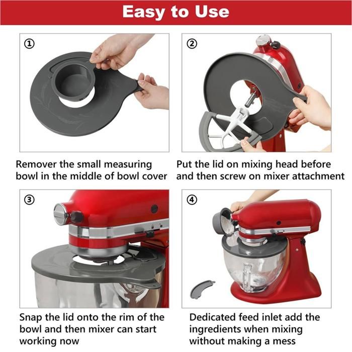 GVODE Couvercle Anti-Éclaboussures Pour KitchenAid 4.5 Et 5 Quarts - Transparent Et Lavable Au Lave-Vaisselle