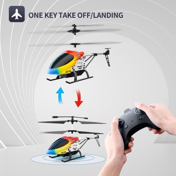 VATOS Hélicoptère RC 2.4G avec LED, Hélicoptère Télécommandé Facile à Voler pour Enfants Débutants, Maintien d'Altitude, Démarrage à Une Touche, Alerte de Batterie Faible, Cadeau pour Garçons 10+ Ans