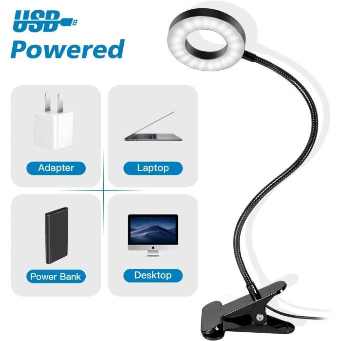 Lampe De Bureau LED Flexible 360° Avec Pince