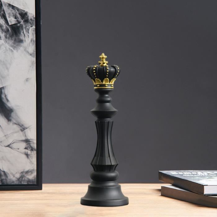 Statue De Pièce D'échecs En Résine - Forme Roi Blanc - Décoration Rétro Pour Bureau Ou Maison - 15,8 Cm