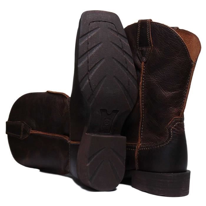 Bottes de cowboy western homme Ariat en cuir noir à enfiler Heritage