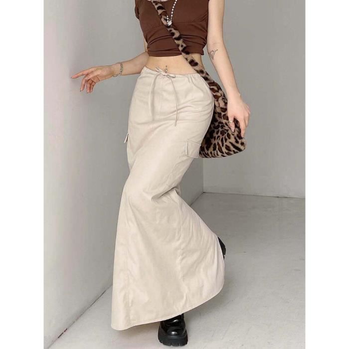 Jupe Longue En Jean Pour Femme - Taille Haute, Extensible - Style Décontracté Droit - Maxi Jupe Denim
