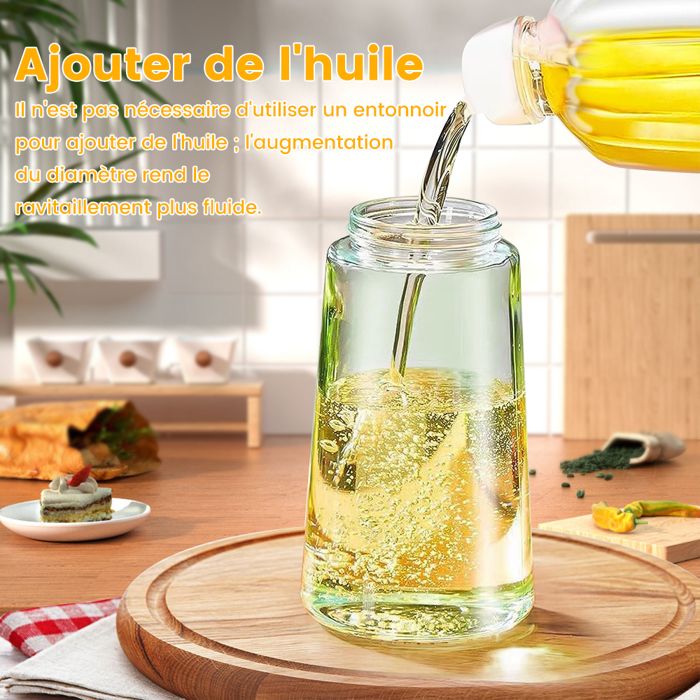 Spray à Huile En Verre Vert Anti-UV - Pour Air Fryer, Cuisson, Salade - Vaporisateur Doseur Sain - Bouteille Réutilisable