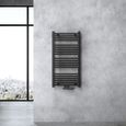 Sogood radiateur de salle de bain sèche-serviette 100x50cm radiateur tubulaire vertical chauffage à eau chaude noir-gris-0