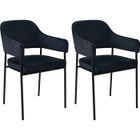 SVITA SCARLETT Lot de 2 chaises de salle à manger Chaise avec accoudoirs Chaise rembourrée velours noir