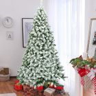 GIANTEX Sapin de Noël Artificiel Floqué 230 CM- Arbre de Noël Blanc- Support en Fer Pliable- 1346 Branches en PVC- Décor de Fête