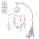 AISTUO Mobile Télécommandé Musical pour Lit Bébé,Jouets de Confort Dormir,Mobile de Projecteur Tournant- Rose