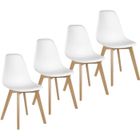 JEOBEST® Lot de 4 chaises de salle à manger blanches, Scandinave - L 48 x P 55 cm