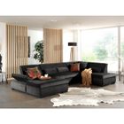 LISA DESIGN Vermont - canapé panoramique d'angle droit - 7 places - XXL - en velours - Gris foncé