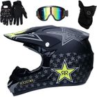 AMOUNE Casque de Moto pour Enfant Motocross, Cross Off-Road, Noir, noir