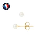 Boucles d'Oreilles - PERLINEA - Véritables Perles de Culture - Or Jaune 9 Cts - 3-4 mm - Femme