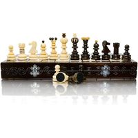 Superbe grand jeu d'échecs en bois PEARL XL 42cm / 16in. Échecs artisanaux très populaires en Europe (cerisier classique et incrusté