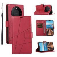 Pour Huawei Mate 60 Pro-60 Pro+ 5G 6.69" Housse en Cuir PU TPU Magnétique Protection étui Telephone Portable Portefeuille (Rouge)