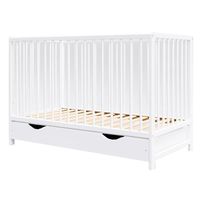 Lit bébé évolutif avec tiroir - ANNA - 120x60 cm - Blanc