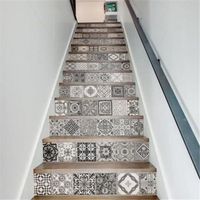 Set de 13Pcs 3D Autocollant Stickers Escalier Géométrique Adhésif Maison Décor