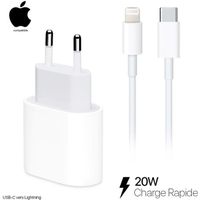 Chargeur 20W pour Apple iPhone + cable USB-C vers Lightning 1m TOYS&CO®