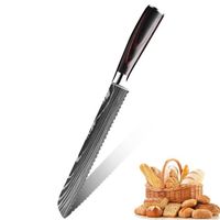 Couteau Pain-Couteau Cuisine Professionnel 20cm-Couteau à Pain Tranchant Acier Inox avec Poignée Ergonomique en Bois