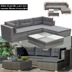 safi salon de jardin 4 places en resine tressee noir avec coussins en ecru cdiscount jardin