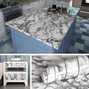 Crédence adhésive lavable cuisine beige et gris en vinyle lavable
