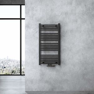 SÈCHE-SERVIETTE EAU Sogood radiateur de salle de bain sèche-serviette 100x50cm radiateur tubulaire vertical chauffage à eau chaude noir-gris
