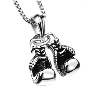 Cadeau pour homme et femme Décoration intérieure de voiture Gants de boxe Holmeey Pendentif boxer en alliage de zinc Collier avec pendentif de voiture 