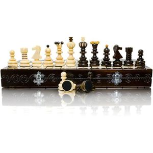 JEU SOCIÉTÉ - PLATEAU Superbe grand jeu d'échecs en bois PEARL XL 42cm /