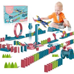 ASSEMBLAGE CONSTRUCTION Train Électrique Domino, Train Domino Automatique Avec 120Pcs Dominos Et Accessoires De Jeu, Jouet D'Empilage De Dominos, Ed[n6639]