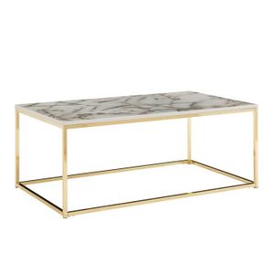 TABLE BASSE Table basse carrée FineBuy aspect marbre 100x60x40 cm - Blanc