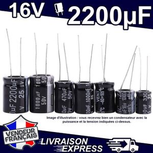 TEAPO Mini Condensateur électrolytique Aluminium 10µF, 16V, Radial, RM 1,5, KSS106M016S1A5B07K