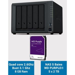 SERVEUR STOCKAGE - NAS  Synology DiskStation® DS1522+ Serveur NAS WD PURPLE 10To (5x2To)