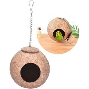 NICHOIR - NID KE07077-Noix de coco nid d'oiseau perroquet à mâch