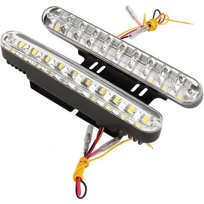 Feux Diurnes LED Yctze Pour Voiture - 2x30 LED Blanc/Clignotant | 12V DC, Facile à Installer