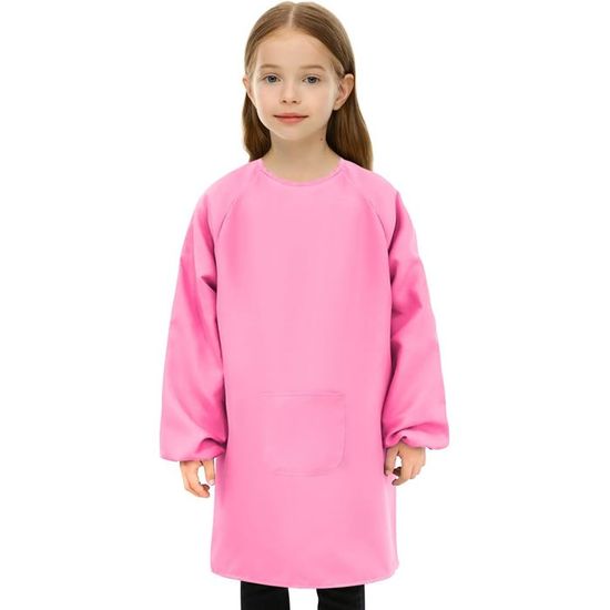 Blouse De Peinture Enfant Imperméable - Manches Longues, Polyester, 6-9 Ans, Rouge