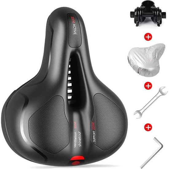 Selle De Vélo Ultra Large Et Confortable - 26x27 Cm, Mousse Mémoire De Forme 7 Cm - Pour VTT, Ville, Vélo électrique