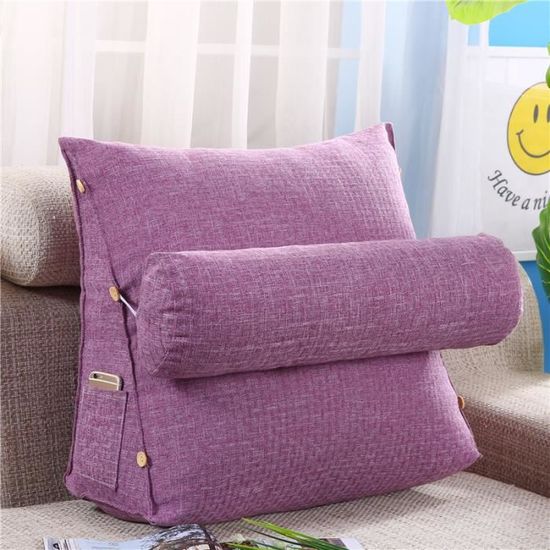Coussin Triangulaire De Soutien Lombaire – Avec Poche Zippée – 35 X 18 X 38 Cm – Pour Lit, Canapé, Bureau – Soulage Le Dos